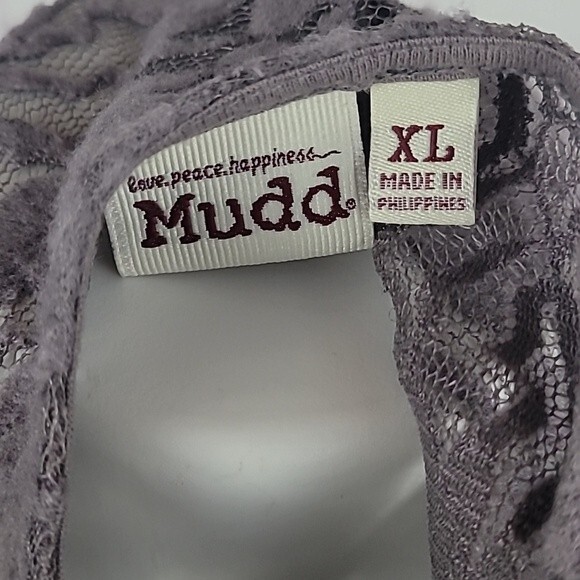 Mudd burnout Gray Floral Print Lace Half Sleeve Top. Size Extra Large. - Picture 6 of 9